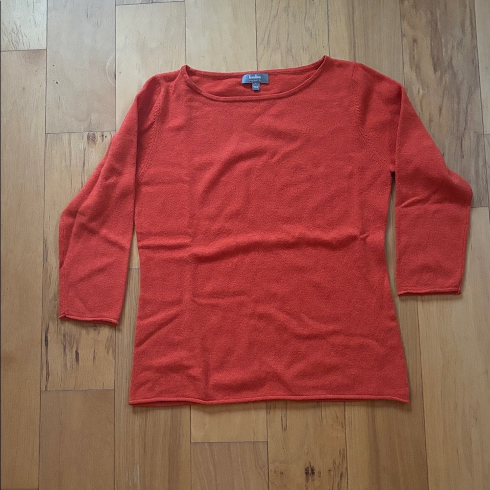Neiman Marcus orange cashmere pullover size L.